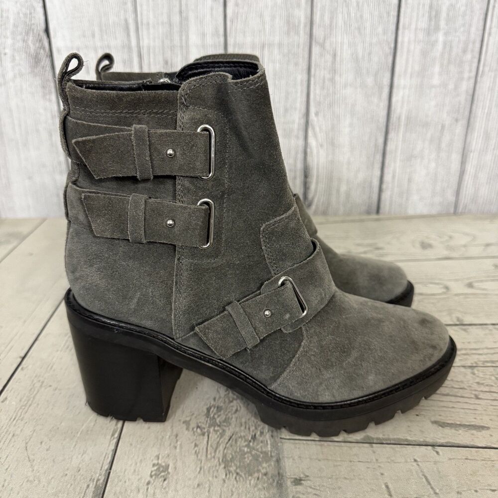 Marc Fisher MLDREAM Boots Booties Gray Women’s Size 7.5M Ankle Straps Side Zip